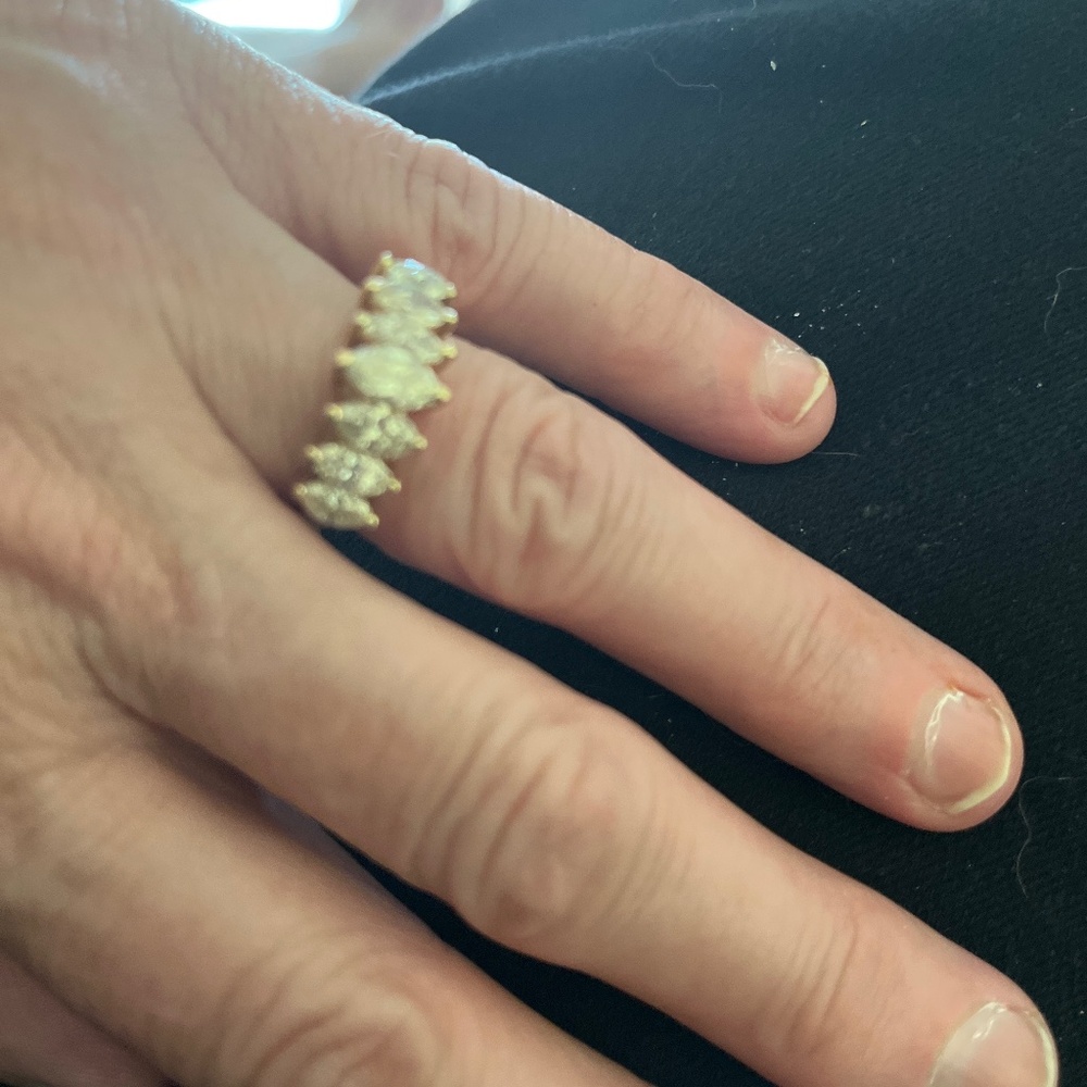 14 karat yellow gold and marquis diamonds. Almost a total of 2 karats size